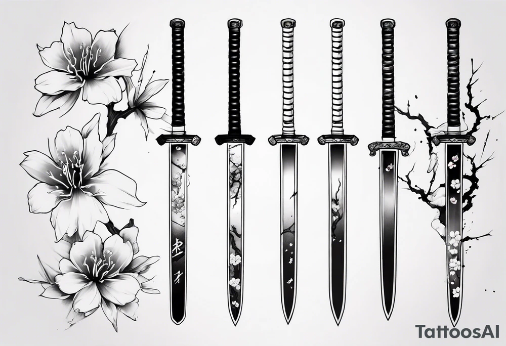 samurai swords Sakura blood tattoo idea