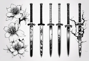 samurai swords Sakura blood tattoo idea