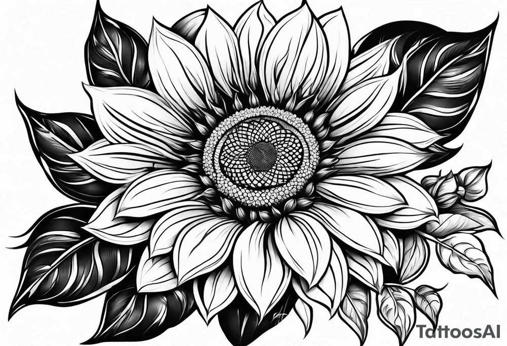 Candi bentar with sunflowers tattoo idea