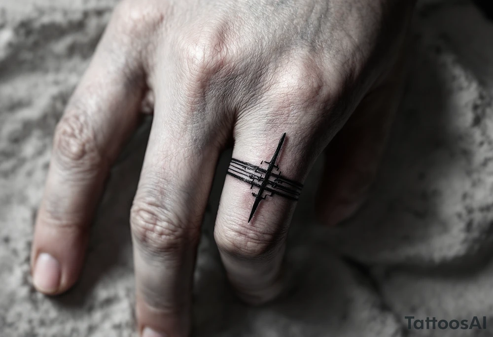 A thick, black finger band tattoo idea