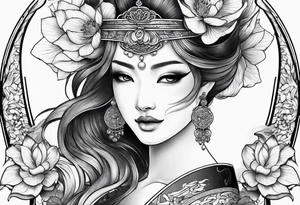 harpe en feuille de lotus tattoo idea