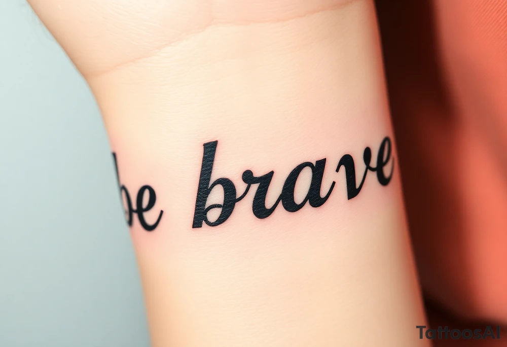 Be brave" written in Dauntless-inspired typography, with battle scars scratched into the letters tattoo idea