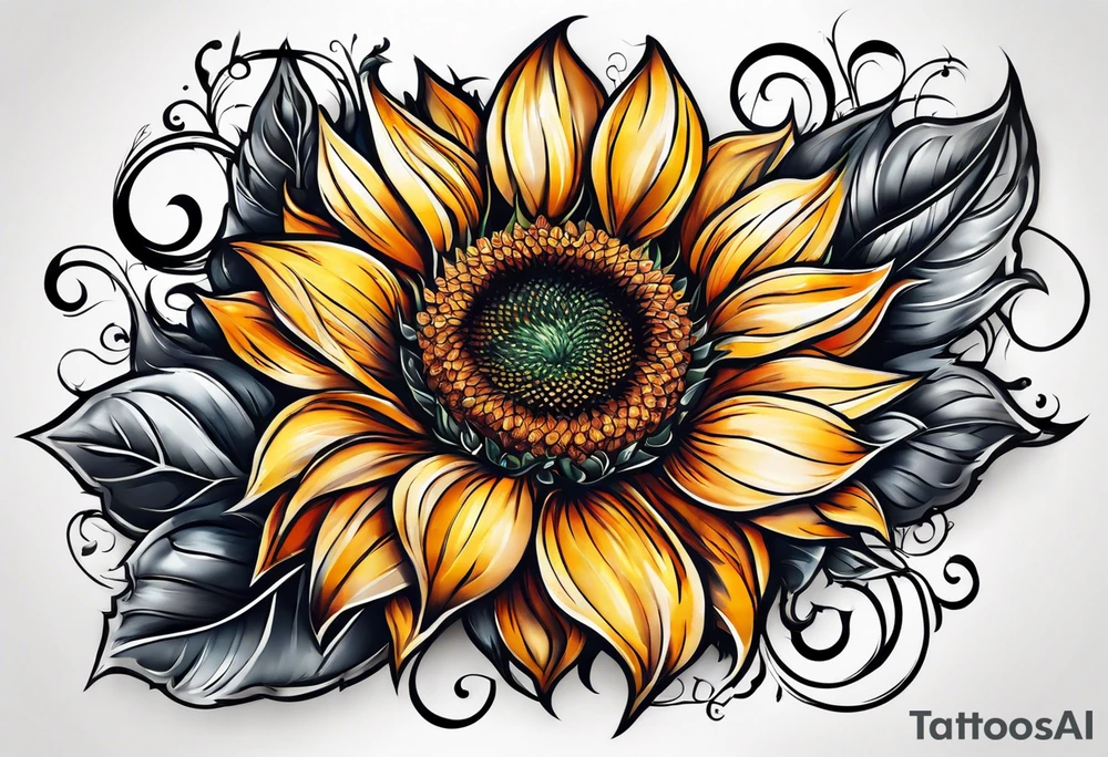 Flower fire an a sunflower tattoo idea