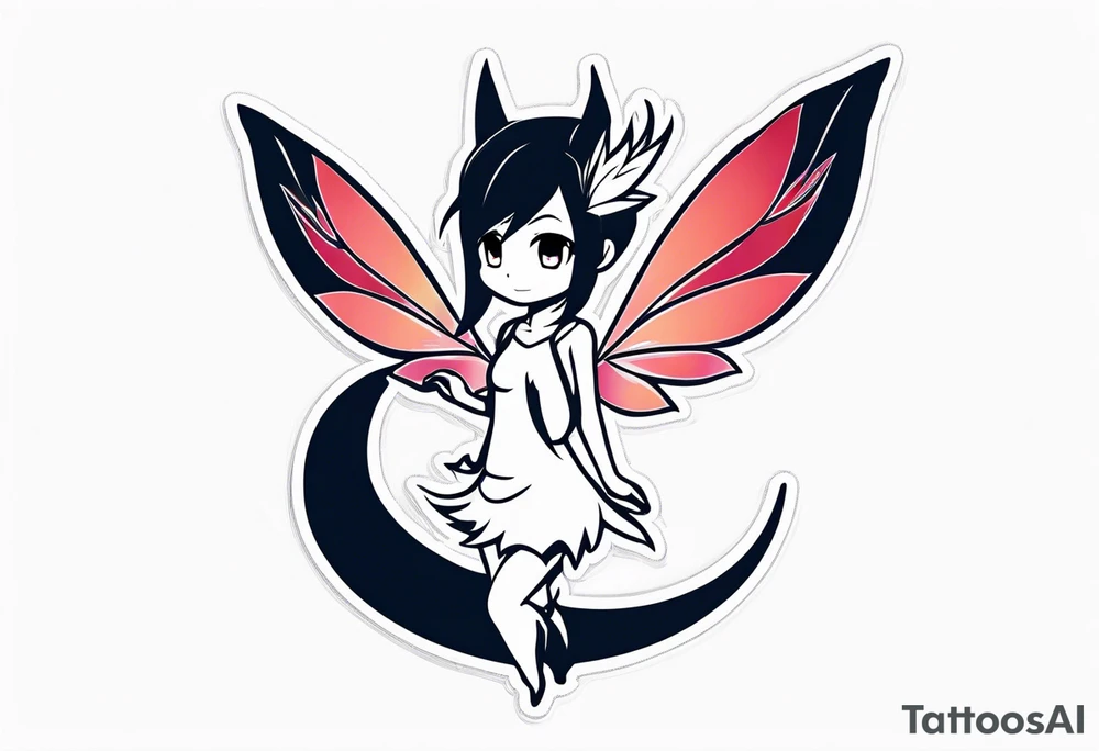 A fairy with a tail that is the fairy in the Fairy Tail anime guild logo tattoo idea