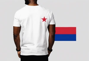 create a haitian flag theme tattoo that goes over a black mans left chest. Have it embody christian faith, salsa dancing, real estate, stoicism, and public speaking tattoo idea