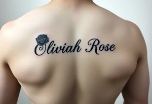 The name written as the rose stem Oliviah Rose tattoo idea