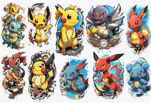 Pokemon arm sleeve tattoo idea