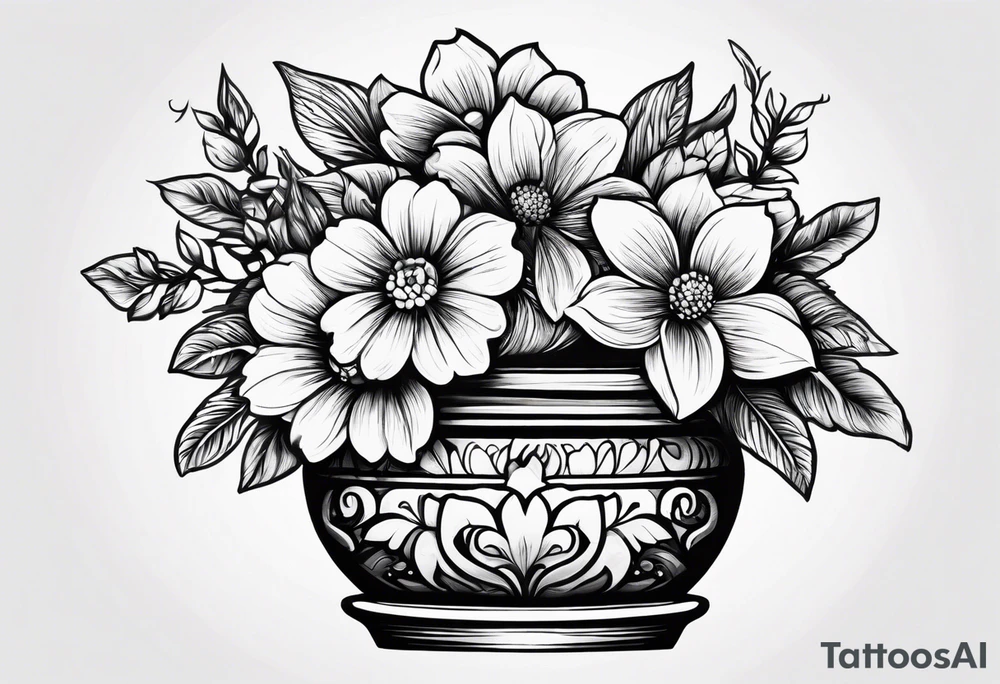 small flowerpot with a flower that has not bloomed yet tattoo idea