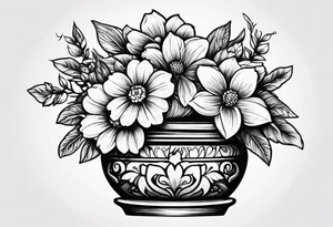 small flowerpot with a flower that has not bloomed yet tattoo idea