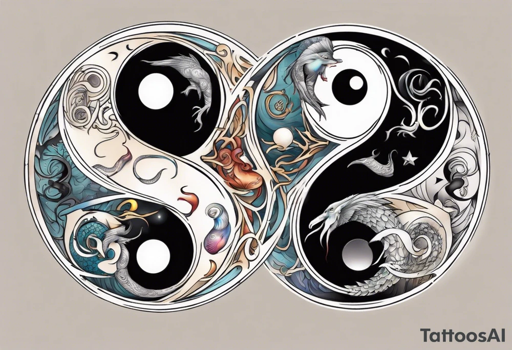 Ying Yang zodiac sign tattoo idea