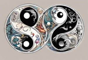 Ying Yang zodiac sign tattoo idea
