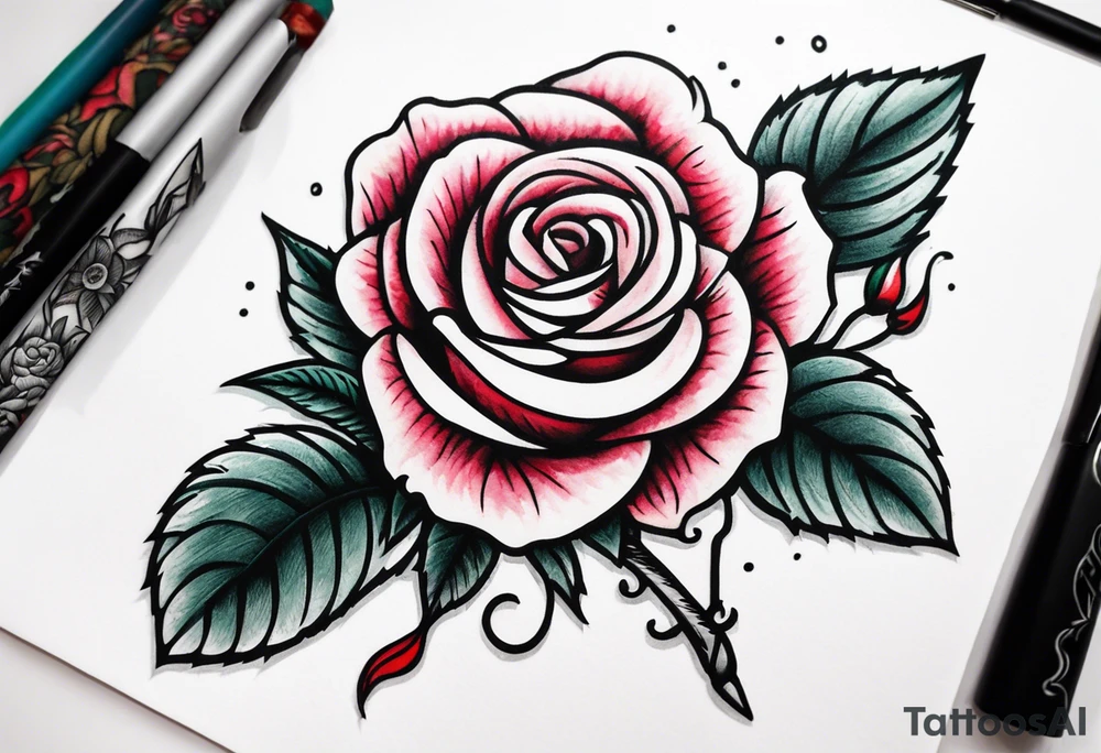 Messer mit Stacheldraht und Rose tattoo idea