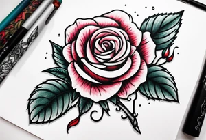 Messer mit Stacheldraht und Rose tattoo idea