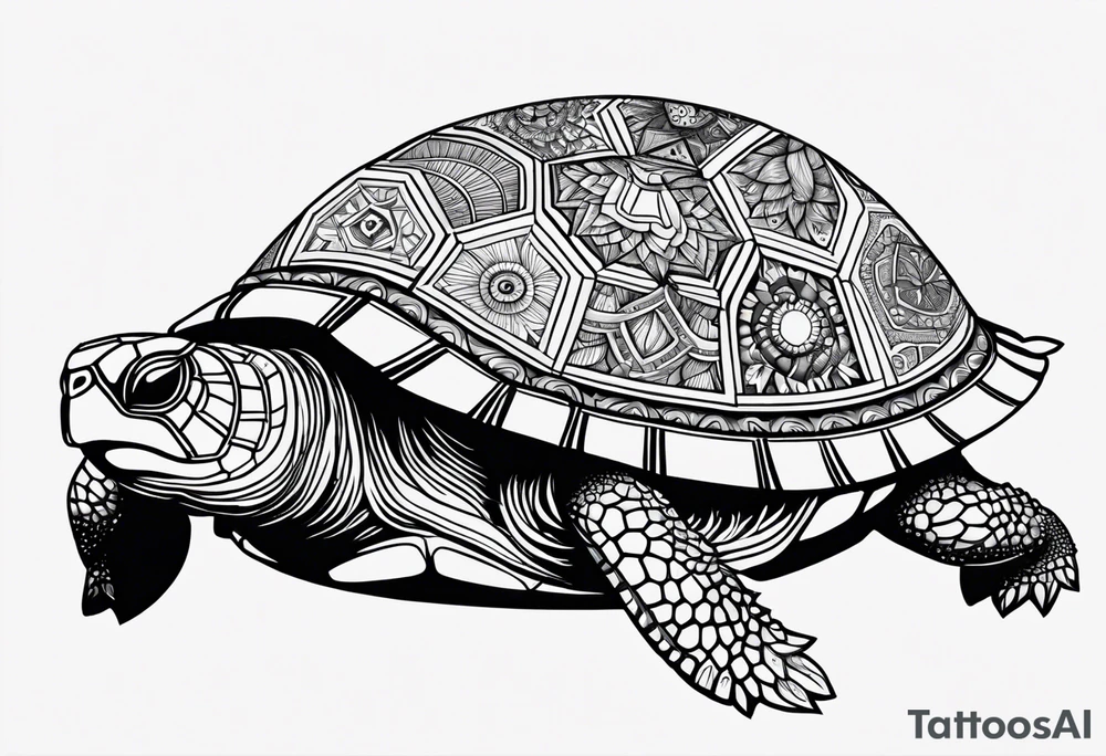 turtle with mandala shell tattoo idea