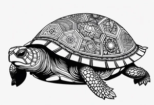 turtle with mandala shell tattoo idea