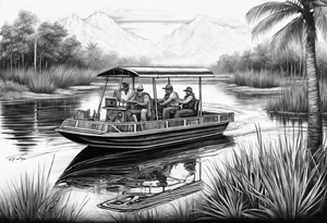 Arm sleeve airboat driving through the Everglades tattoo idea