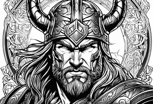 The Mighty Thor  with lightning in the background tattoo idea