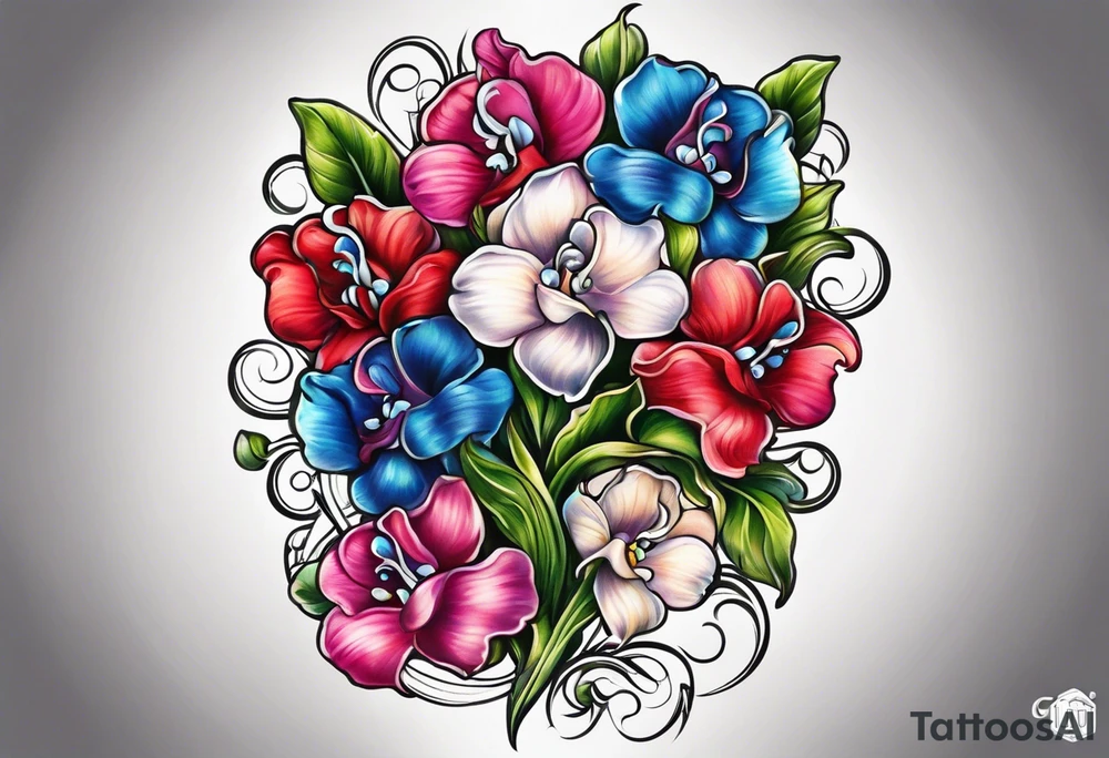 sweet peas design tattoo idea