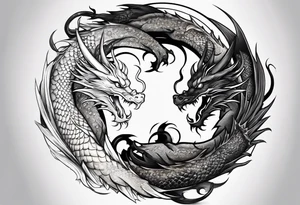 dragons in a yin and yang shape tattoo idea