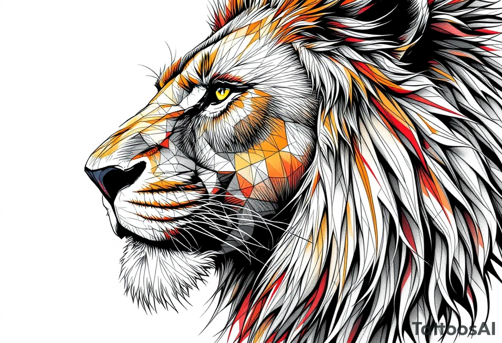 powerful majestic lion, close-up tattoo idea