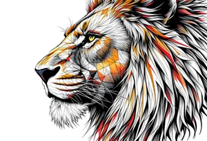 powerful majestic lion, close-up tattoo idea