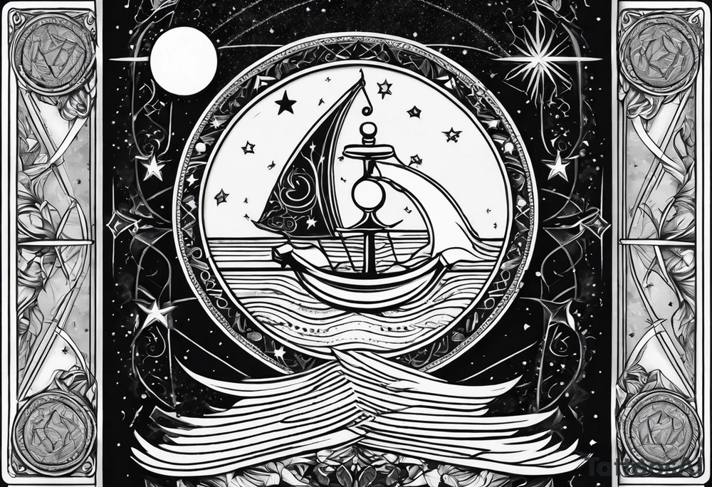 the star (tarot card) with Aquarius feeling minimalist tattoo idea