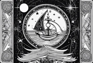 the star (tarot card) with Aquarius feeling minimalist tattoo idea