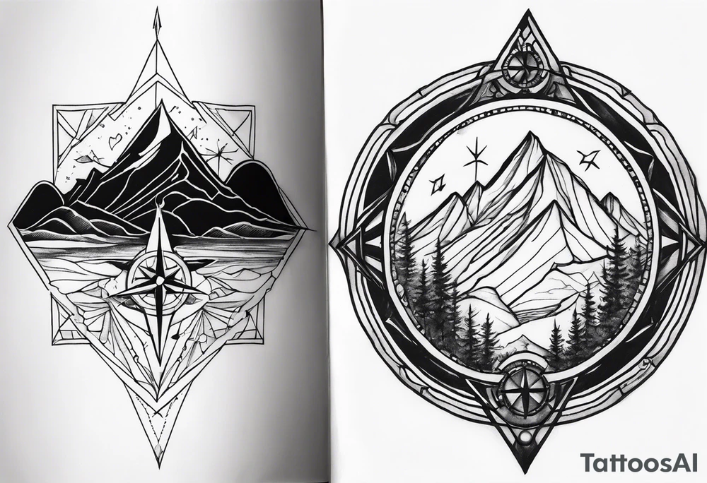 mountain and compass tattoo idea