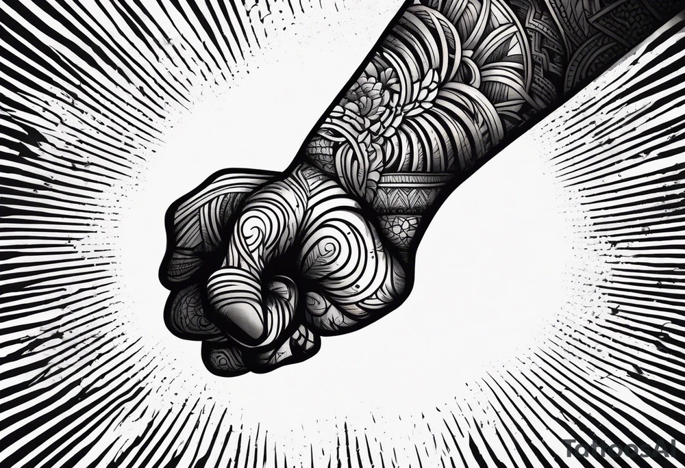 A clenched fist on the back using negative space techniques tattoo idea A clenched fist on the back using negative space techniques tattoo idea