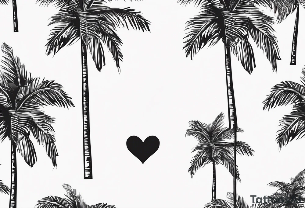 Cuba Royal palm trees making 
 a heart tattoo idea