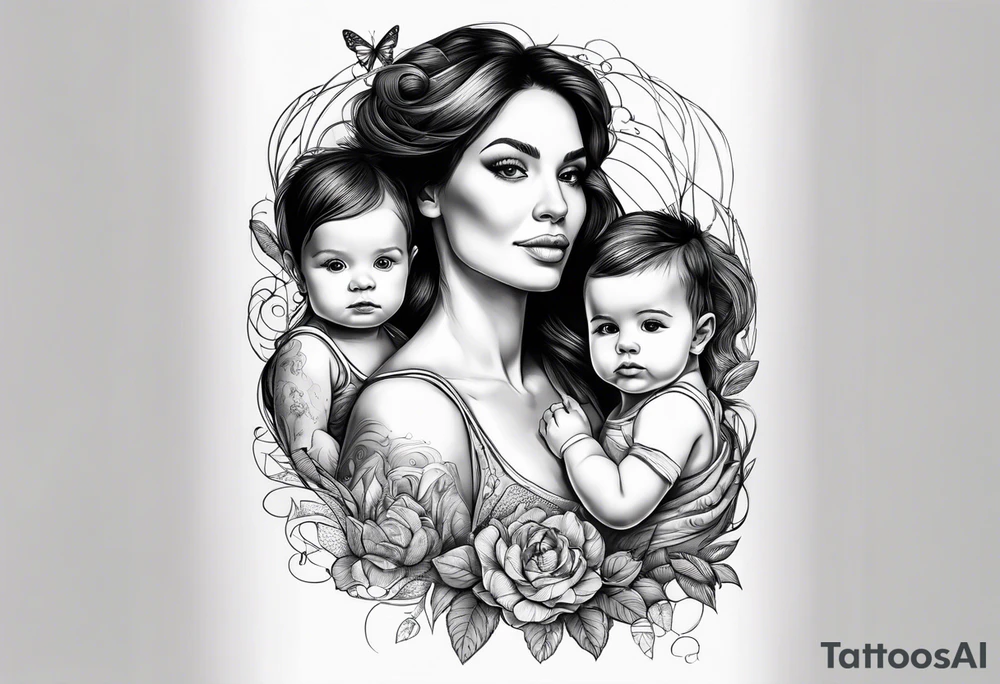 Maman et ses deux bébés tattoo idea