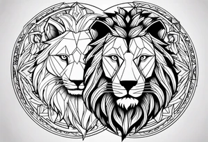 lion and wolf together tattoo idea