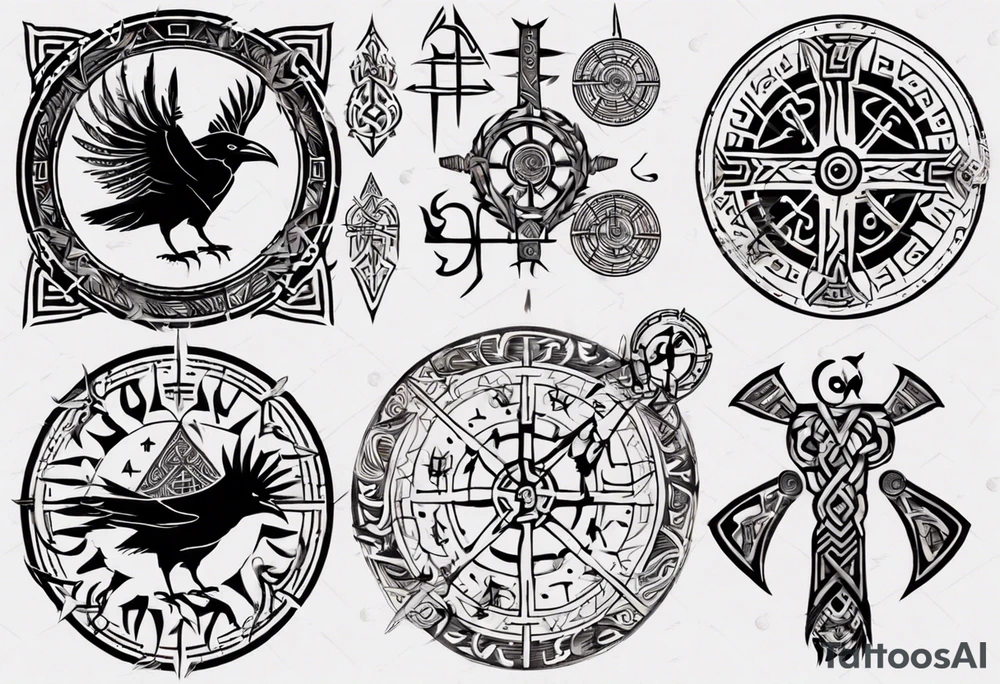 Viking Vegvísir with a raven tattoo idea