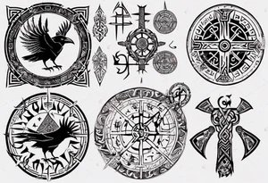 Viking Vegvísir with a raven tattoo idea