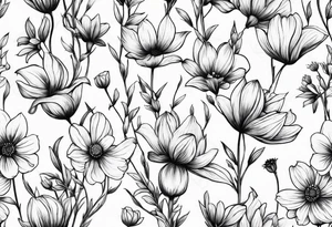 small long stem wildflowers tattoo idea