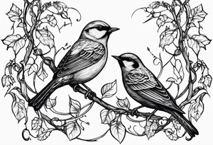 Small birds and vines going up tattoo idea