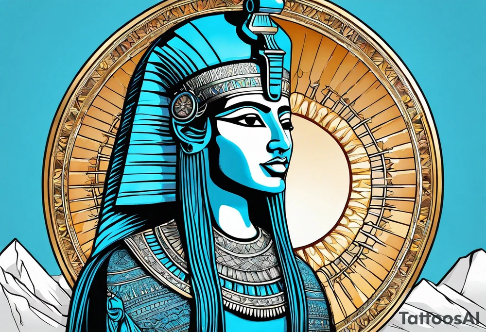 Isis egypt god, light blue tattoo idea