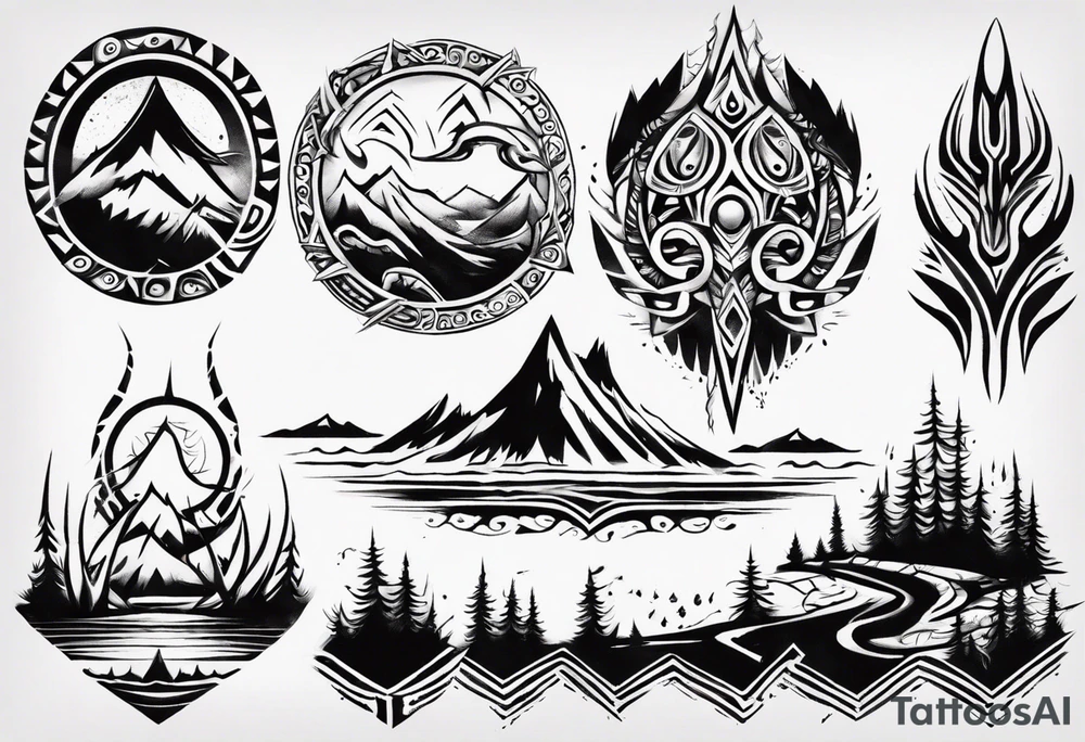 landscape tribal tattoo idea
