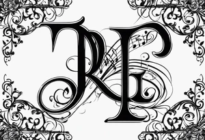Line art Musical notes depicting the letters R and L tattoo idea