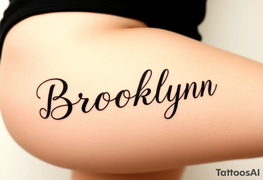 My daughter's name, Brooklynn, in cursive  font tattoo idea