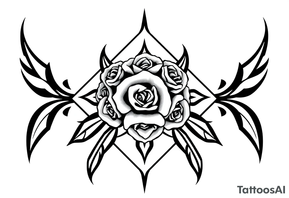 A lot of small roses in a diamond shape tattoo idea