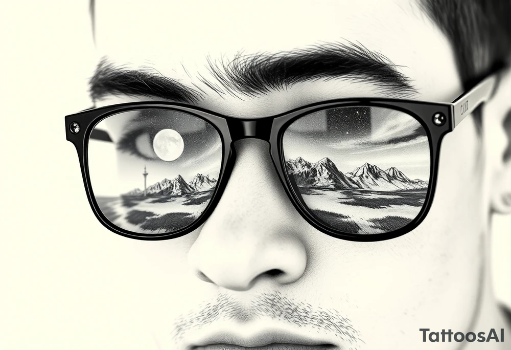 Landscape Reflecting Glasses
You can use the lenses of your glasses to depict a beautiful landscape, such as a sunset, a starry sky tattoo idea