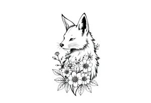 pCREATE A FURRY TATTOO DESIGN FURSONA ANTROPOMORPHIC IMAGE FOR ANTIFACIST LIBERAL WITH FLOWERS AND PLANTS GROWING FROM THE FURSONA tattoo idea