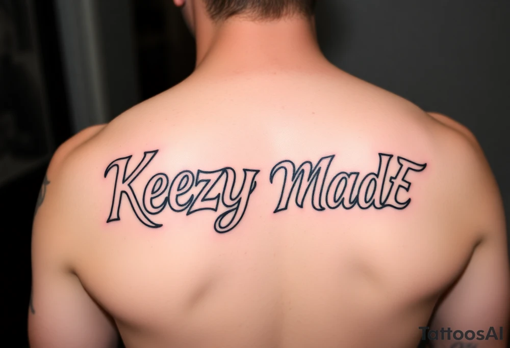 bubble gum style lettering  (KeezY MadE) tattoo idea