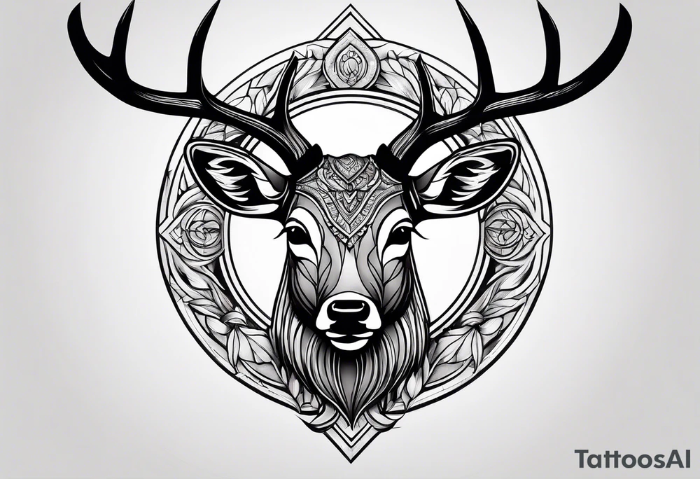 Recurve bow hunting deer tattoo idea