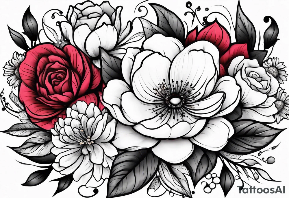 Arm sleeve dedicated to mom with multicolor flowers tattoo idea