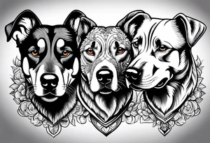 Dog with three heads tattoo idea