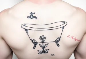 clawfoot bathtub with faucet and lily coming up out the floor tattoo idea