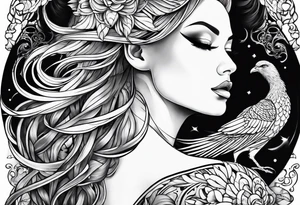 femme nu avec un tatou de phoenix tattoo idea