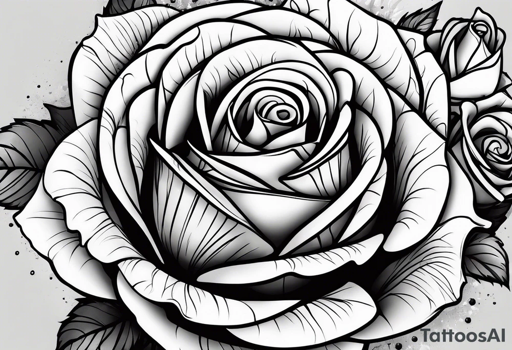 Roses with filled in stars & bubbles tattoo idea